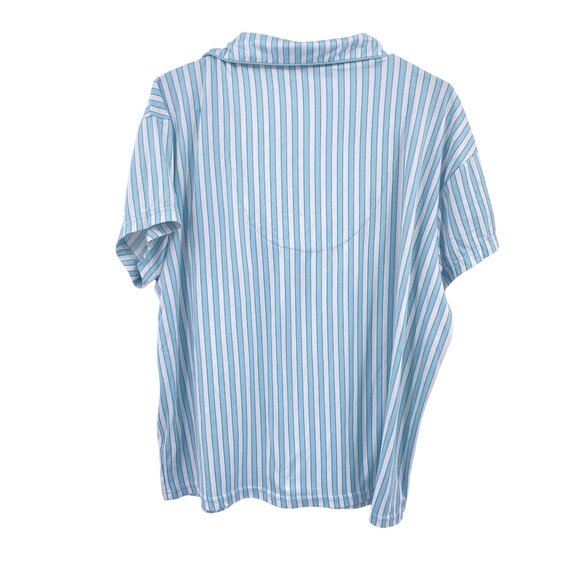 Laura Ashley pajama set size large Short sleeve soft striped blue white comforta - Picture 10 of 10